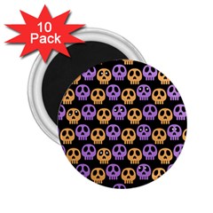 Halloween Skull Pattern 2 25  Magnets (10 Pack)  by Ndabl3x