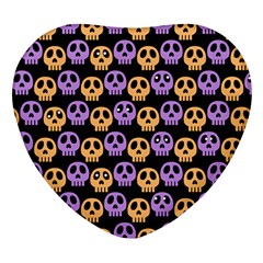 Halloween Skull Pattern Heart Glass Fridge Magnet (4 Pack) by Ndabl3x