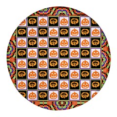 Chess Halloween Pattern Round Glass Fridge Magnet (4 Pack) by Ndabl3x