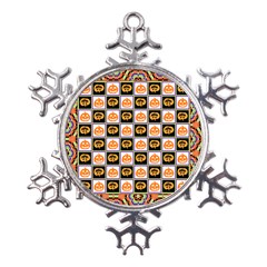 Chess Halloween Pattern Metal Large Snowflake Ornament by Ndabl3x