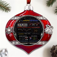 Daft Punk Boombox Metal Snowflake And Bell Red Ornament by Sarkoni