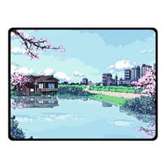 Japanese Themed Pixel Art The Urban And Rural Side Of Japan Fleece Blanket (small) by Sarkoni