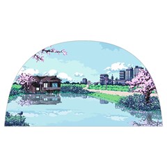 Japanese Themed Pixel Art The Urban And Rural Side Of Japan Anti Scalding Pot Cap by Sarkoni