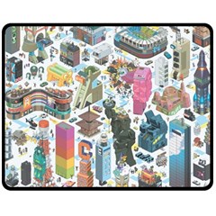 City Pattern Pixel Art Japan Two Sides Fleece Blanket (medium) by Sarkoni