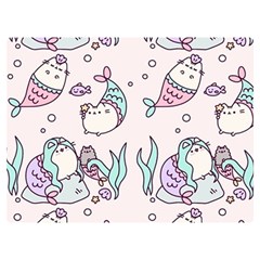 Cartoon Cat Cute Animal Kawaii Pastel Pattern Premium Plush Fleece Blanket (extra Small) by Ndabl3x