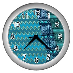 Aztec, Batik Wall Clock (silver) by nateshop