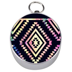 Cute Neon Aztec Galaxy Silver Compasses by nateshop