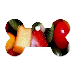 Fruits, Food, Green, Red, Strawberry, Yellow Dog Tag Bone (one Side) by nateshop