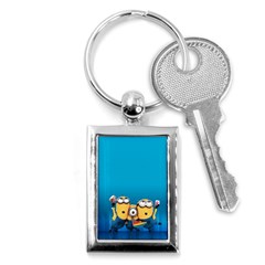 Minions, Blue, Cartoon, Cute, Friends Key Chain (rectangle) by nateshop