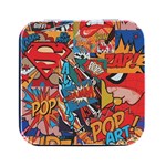 Comic Cartoon Pattern Square Metal Box (Black) Front