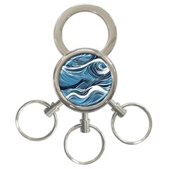 Abstract Blue Ocean Wave 3-ring Key Chain by Jack14