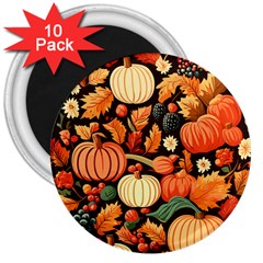 Thanksgiving Pattern 3  Magnets (10 Pack)  by Valentinaart