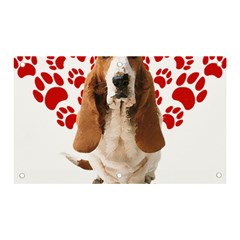 Basset Hound Gift T- Shirt Funny Basset Hound Valentine Heart Paw Basset Hound Dog Lover Valentine C Yoga Reflexion Pose T- Shirtyoga Reflexion Pose T- Shirt Banner And Sign 5  X 3  by hizuto