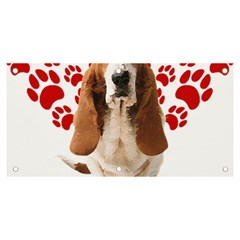 Basset Hound Gift T- Shirt Funny Basset Hound Valentine Heart Paw Basset Hound Dog Lover Valentine C Yoga Reflexion Pose T- Shirtyoga Reflexion Pose T- Shirt Banner And Sign 6  X 3  by hizuto