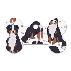 Bernese Mountain Dog T- Shirtbernese Mountain Dog Illustration T- Shirt Yoga Reflexion Pose T- Shirtyoga Reflexion Pose T- Shirt Dog Tag Bone (one Side) by hizuto