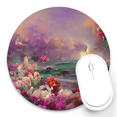 Abstract Flowers  Round Mousepad by Internationalstore