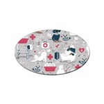 Veterinarian Medicine T- Shirt Veterinary Medicine, Happy And Healthy Friends    Grey Background Red Sticker Oval (10 pack) Front