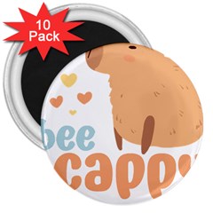 Capybara T- Shirt Bee Cappy - A Cute Capybara And A Bee Illustration T- Shirt Yoga Reflexion Pose T- Shirtyoga Reflexion Pose T- Shirt 3  Magnets (10 Pack)  by hizuto