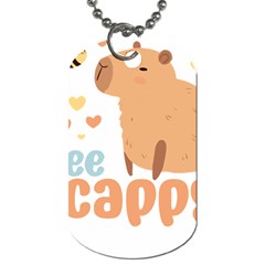 Capybara T- Shirt Bee Cappy - A Cute Capybara And A Bee Illustration T- Shirt Yoga Reflexion Pose T- Shirtyoga Reflexion Pose T- Shirt Dog Tag (one Side) by hizuto