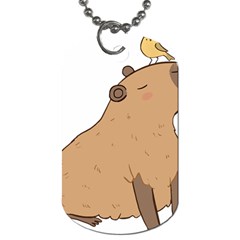 Capybara T- Shirt Cute Capybara Illustration With A Bird Friend T- Shirt Yoga Reflexion Pose T- Shirtyoga Reflexion Pose T- Shirt Dog Tag (one Side) by hizuto