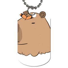 Capybara T- Shirt Cute Capybara With A Butterfly T- Shirt Yoga Reflexion Pose T- Shirtyoga Reflexion Pose T- Shirt Dog Tag (two Sides) by hizuto