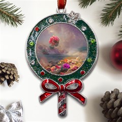 Floral Blossoms  Metal X mas Lollipop With Crystal Ornament by Internationalstore