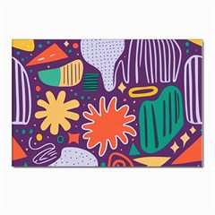 Colorful Shapes On A Purple Background Postcard 4 x 6  (pkg Of 10) by LalyLauraFLM