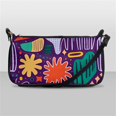 Colorful Shapes On A Purple Background Shoulder Clutch Bag by LalyLauraFLM