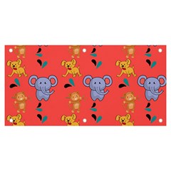 Elephant Monkey Dog Cartoon Banner And Sign 6  X 3  by Pakjumat