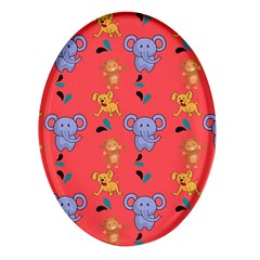 Elephant Monkey Dog Cartoon Oval Glass Fridge Magnet (4 Pack) by Pakjumat