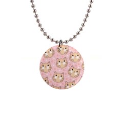 Cat Pattern Pink Cartoon 1  Button Necklace by Pakjumat