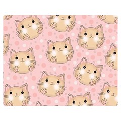 Cat Pattern Pink Cartoon Two Sides Premium Plush Fleece Blanket (medium) by Pakjumat