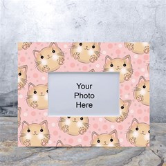 Cat Pattern Pink Cartoon White Tabletop Photo Frame 4 x6  by Pakjumat