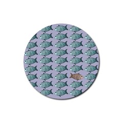 Fishes Pattern Background Theme Rubber Coaster (round) by Pakjumat