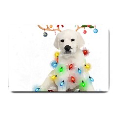 White Labrador Dog Snow Reindeer Santa T- Shirt White Labrador  Dog Snow Reindeer Santa Hat Christma Small Doormat by ZUXUMI