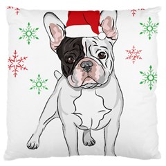 French Bulldog Christmas T- Shirt Christmas Santa Frenchie T- Shirt Large Premium Plush Fleece Cushion Case (two Sides) by ZUXUMI