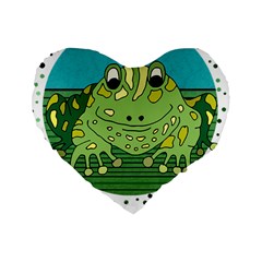 Frog Lovers Gift T- Shirtfrog T- Shirt Standard 16  Premium Flano Heart Shape Cushions by ZUXUMI