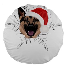 German Shepherd T- Shirt German Shepherd Merry Christmas T- Shirt (3) Large 18  Premium Flano Round Cushions by ZUXUMI