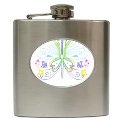 Butterfly Design T- Shirtbutterfly T- Shirt (2) Hip Flask (6 Oz) by EnriqueJohnson