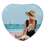 Rest By The Sea Heart Glass Fridge Magnet (4 pack) Front