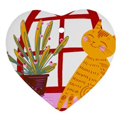 Cat Pet Ginger Art Animal Cartoon Ornament (heart) by uniart180623