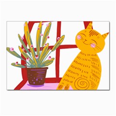 Cat Pet Ginger Art Animal Cartoon Postcards 5  X 7  (pkg Of 10) by uniart180623