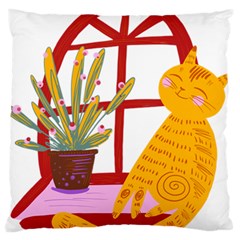 Cat Pet Ginger Art Animal Cartoon Large Premium Plush Fleece Cushion Case (one Side) by uniart180623