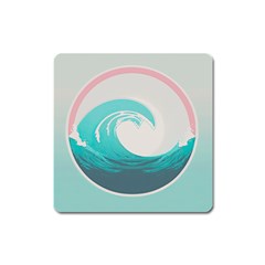 Tidal Wave Ocean Sea Tsunami Wave Minimalist Square Magnet by uniart180623