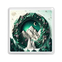 Christmas Wreath Winter Mountains Snow Stars Moon Memory Card Reader (square) by uniart180623