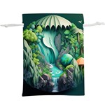 Waterfall Jungle Nature Paper Craft Trees Tropical Lightweight Drawstring Pouch (XL) Front