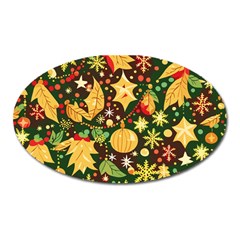 Christmas Pattern Oval Magnet by Valentinaart