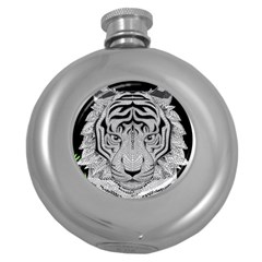 Tiger Head Round Hip Flask (5 Oz) by Ket1n9