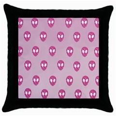 Alien Pattern Pink Throw Pillow Case (black) by Ket1n9