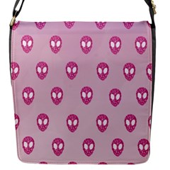 Alien Pattern Pink Flap Closure Messenger Bag (s) by Ket1n9